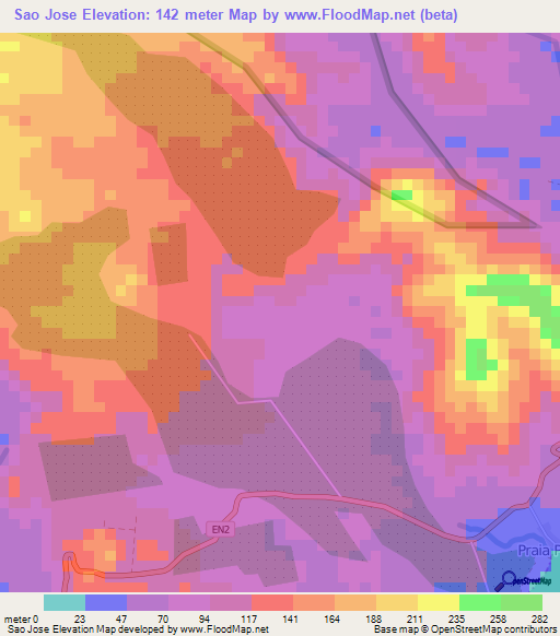Sao Jose,Sao Tome and Principe Elevation Map