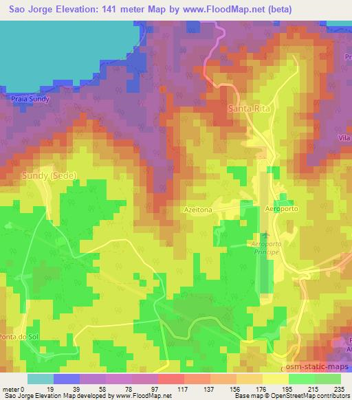 Sao Jorge,Sao Tome and Principe Elevation Map