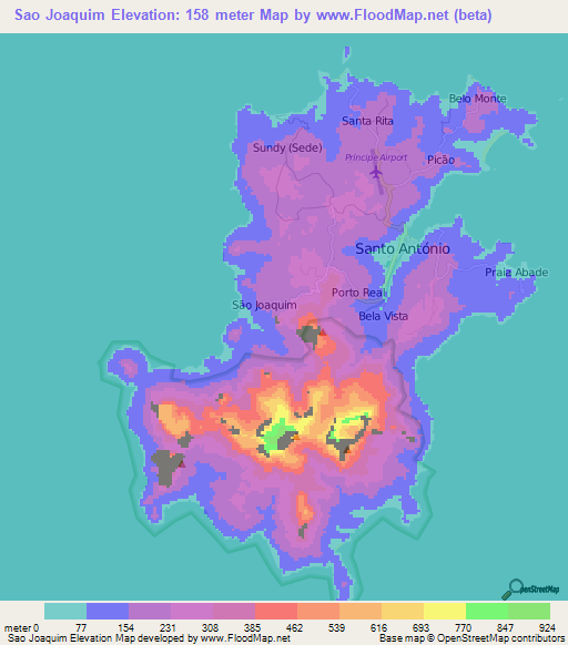 Sao Joaquim,Sao Tome and Principe Elevation Map