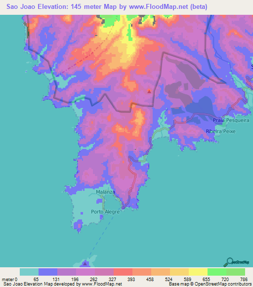 Sao Joao,Sao Tome and Principe Elevation Map