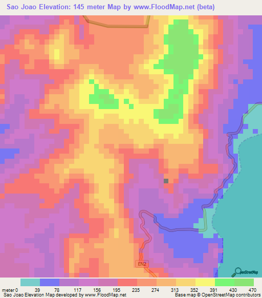 Sao Joao,Sao Tome and Principe Elevation Map