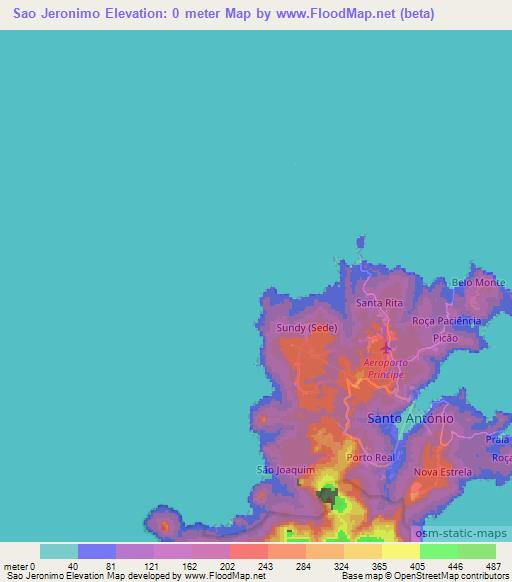 Sao Jeronimo,Sao Tome and Principe Elevation Map