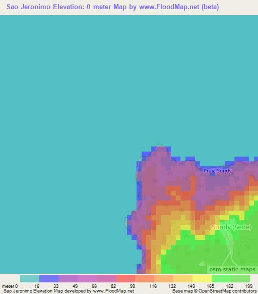 Sao Jeronimo,Sao Tome and Principe Elevation Map