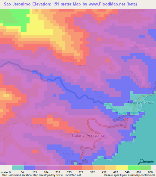 Sao Jeronimo,Sao Tome and Principe Elevation Map