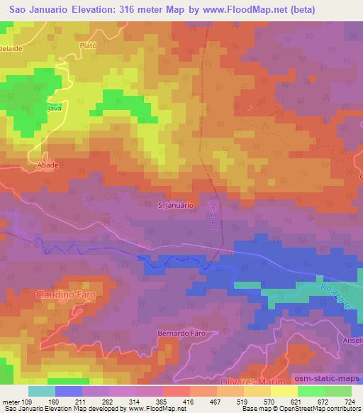 Sao Januario,Sao Tome and Principe Elevation Map