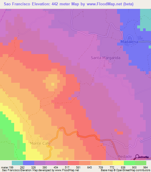 Sao Francisco,Sao Tome and Principe Elevation Map