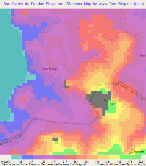 Sao Carlos do Fundao,Sao Tome and Principe Elevation Map