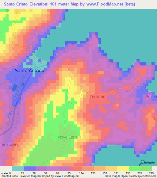 Santo Cristo,Sao Tome and Principe Elevation Map