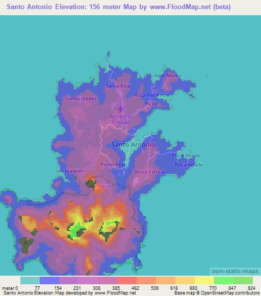 Santo Antonio,Sao Tome and Principe Elevation Map