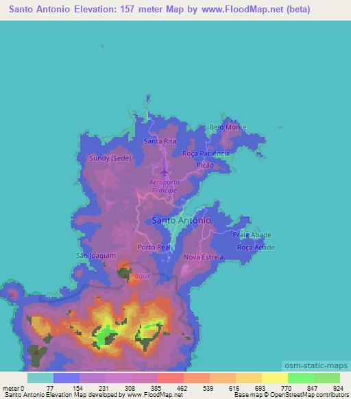 Santo Antonio,Sao Tome and Principe Elevation Map