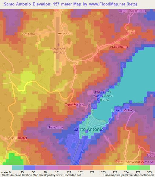 Santo Antonio,Sao Tome and Principe Elevation Map