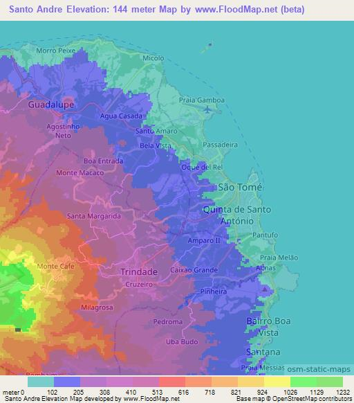 Santo Andre,Sao Tome and Principe Elevation Map