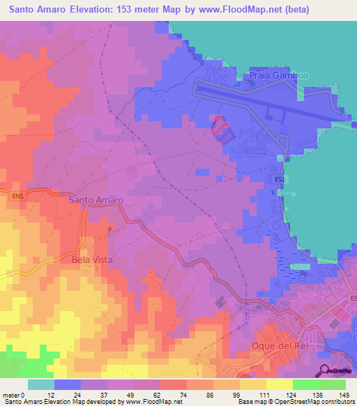 Santo Amaro,Sao Tome and Principe Elevation Map