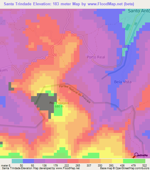 Santa Trindade,Sao Tome and Principe Elevation Map