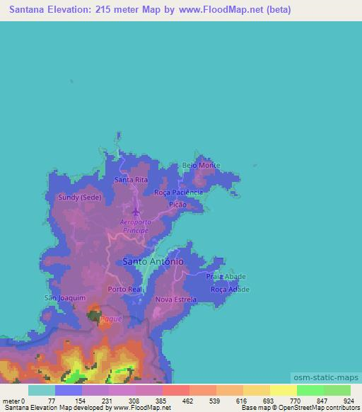 Santana,Sao Tome and Principe Elevation Map