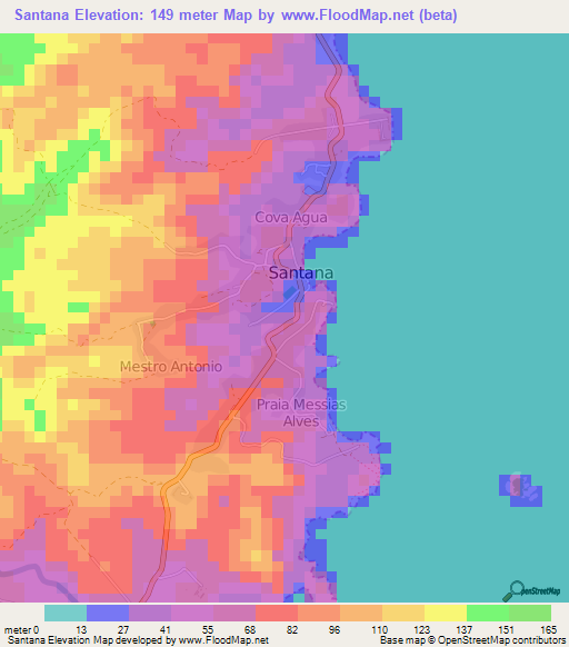 Santana,Sao Tome and Principe Elevation Map