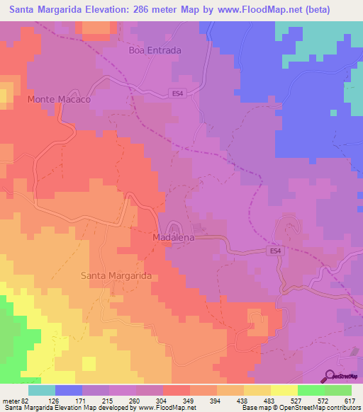 Santa Margarida,Sao Tome and Principe Elevation Map