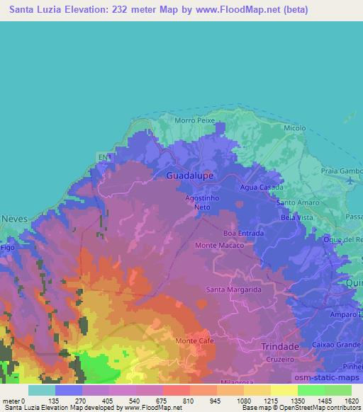 Santa Luzia,Sao Tome and Principe Elevation Map