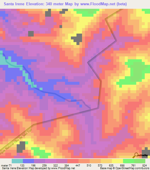 Santa Irene,Sao Tome and Principe Elevation Map