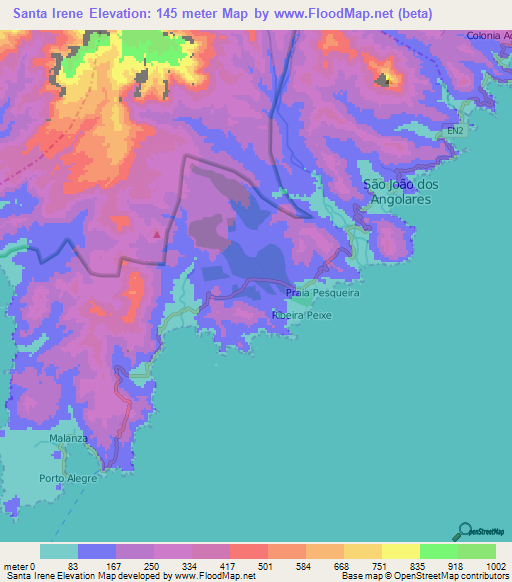 Santa Irene,Sao Tome and Principe Elevation Map