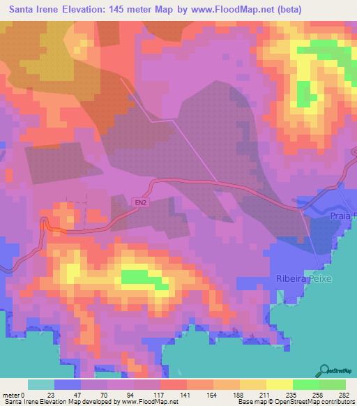 Santa Irene,Sao Tome and Principe Elevation Map