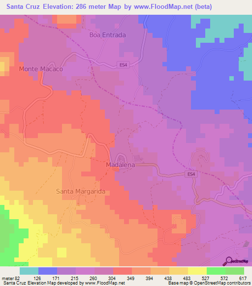 Santa Cruz,Sao Tome and Principe Elevation Map