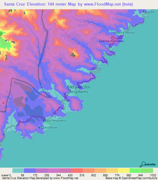 Santa Cruz,Sao Tome and Principe Elevation Map