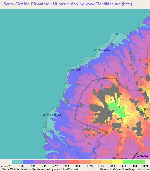 Santa Clotilde,Sao Tome and Principe Elevation Map