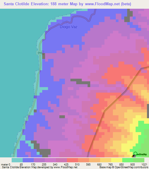 Santa Clotilde,Sao Tome and Principe Elevation Map