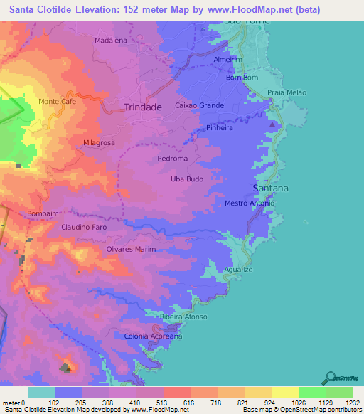 Santa Clotilde,Sao Tome and Principe Elevation Map