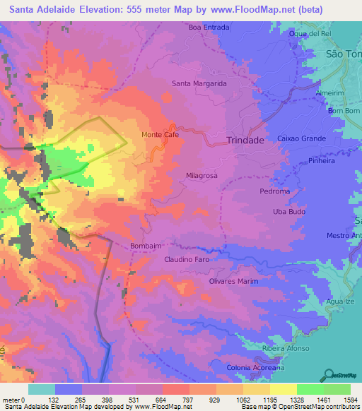 Santa Adelaide,Sao Tome and Principe Elevation Map