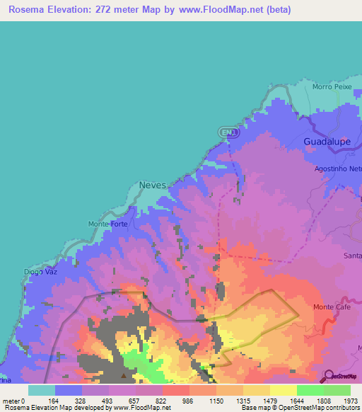 Rosema,Sao Tome and Principe Elevation Map