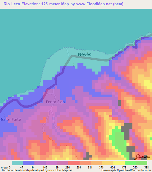 Rio Leca,Sao Tome and Principe Elevation Map