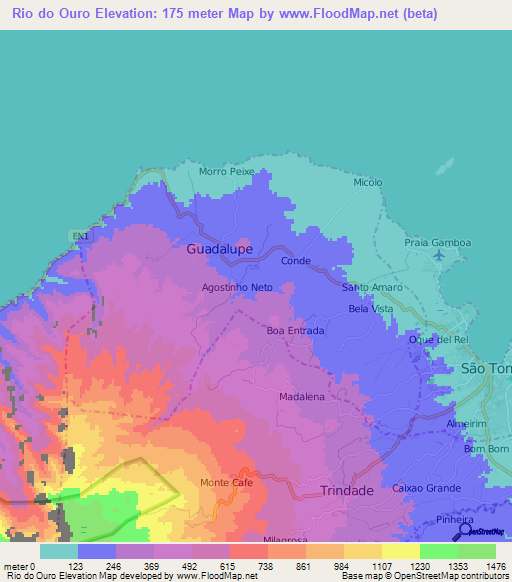 Rio do Ouro,Sao Tome and Principe Elevation Map