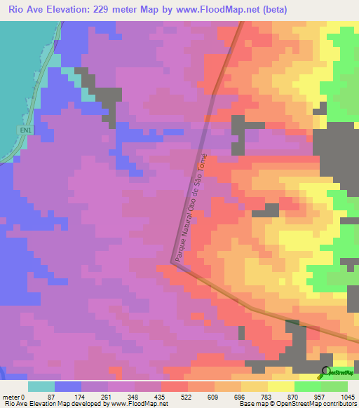 Rio Ave,Sao Tome and Principe Elevation Map