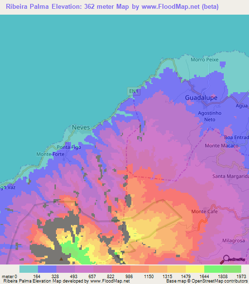 Ribeira Palma,Sao Tome and Principe Elevation Map