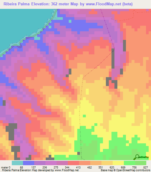 Ribeira Palma,Sao Tome and Principe Elevation Map