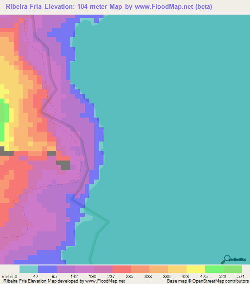 Ribeira Fria,Sao Tome and Principe Elevation Map