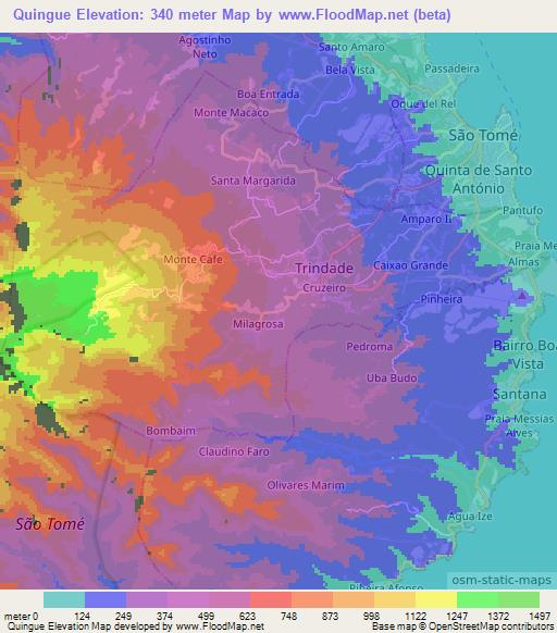 Quingue,Sao Tome and Principe Elevation Map