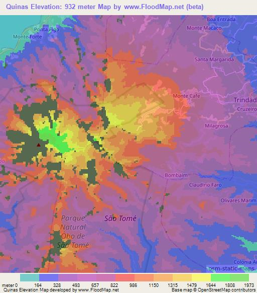 Quinas,Sao Tome and Principe Elevation Map