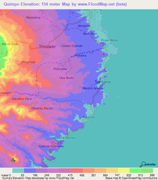 Quimpo,Sao Tome and Principe Elevation Map