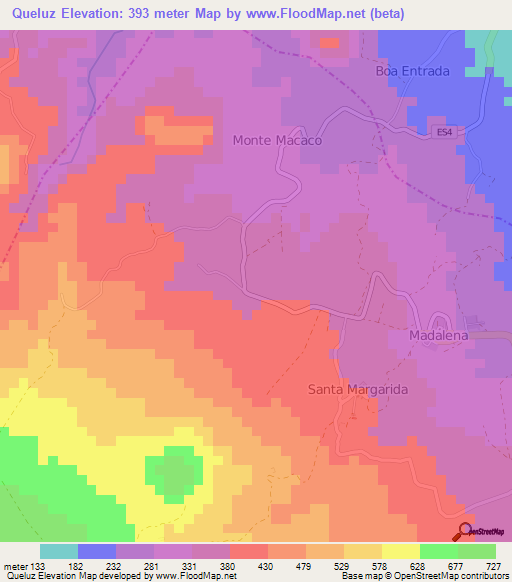 Queluz,Sao Tome and Principe Elevation Map