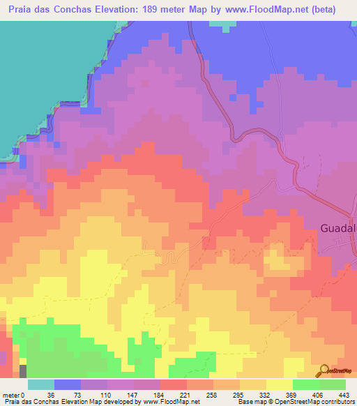 Praia das Conchas,Sao Tome and Principe Elevation Map