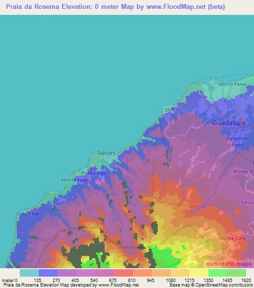 Praia da Rosema,Sao Tome and Principe Elevation Map