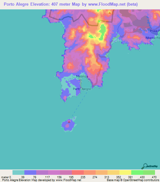 Porto Alegre,Sao Tome and Principe Elevation Map