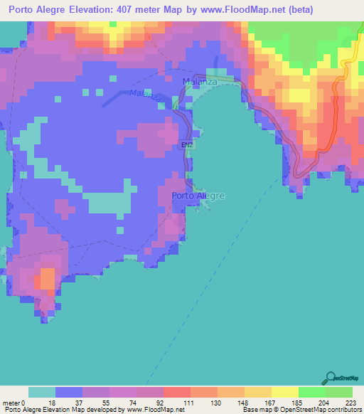 Porto Alegre,Sao Tome and Principe Elevation Map