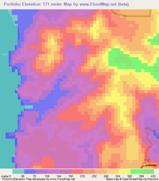 Portinho,Sao Tome and Principe Elevation Map