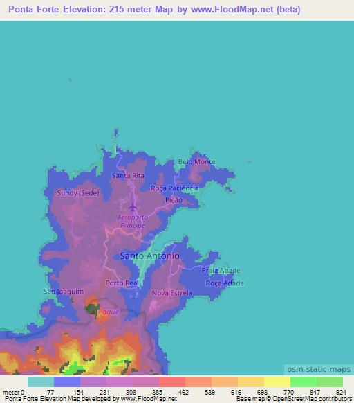 Ponta Forte,Sao Tome and Principe Elevation Map