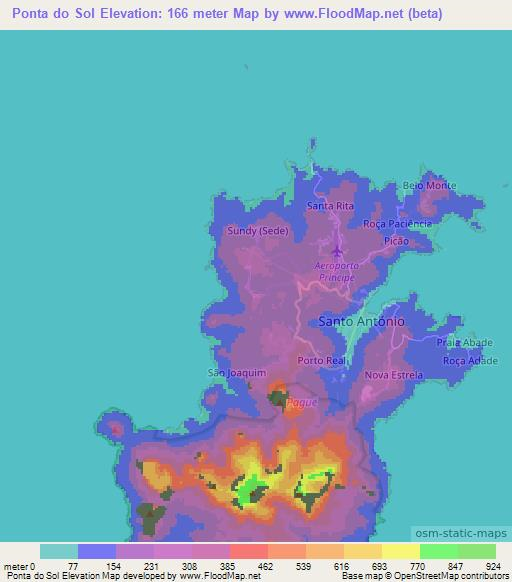 Ponta do Sol,Sao Tome and Principe Elevation Map