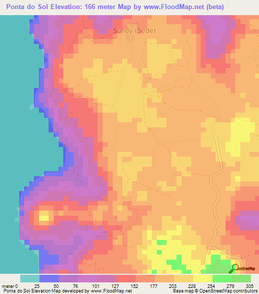 Ponta do Sol,Sao Tome and Principe Elevation Map